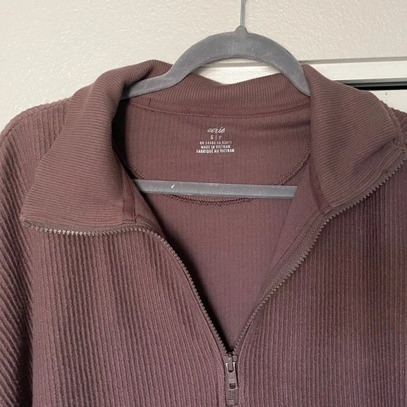 Aerie Ribbed Quarter-Zip Pullover | Oversized - Picture 3 of 6